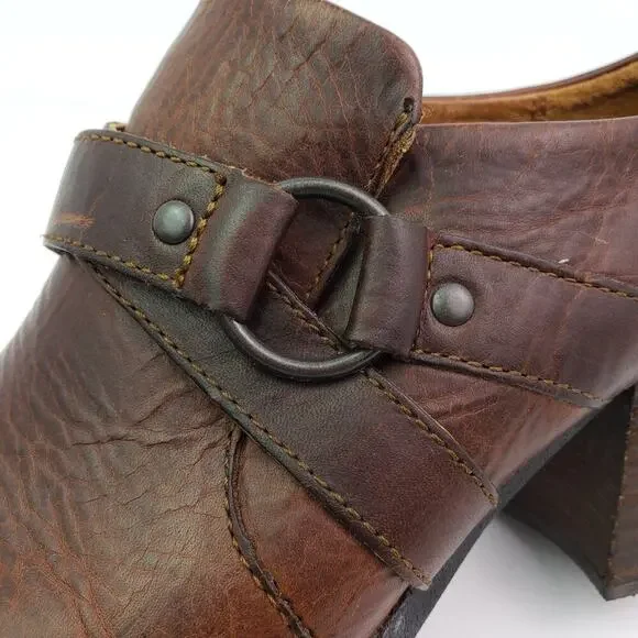 Born Deena Womens Size 8.5 Brown Leather Slip On 3" Heel Formal Booties Shoes - Picture 9 of 13